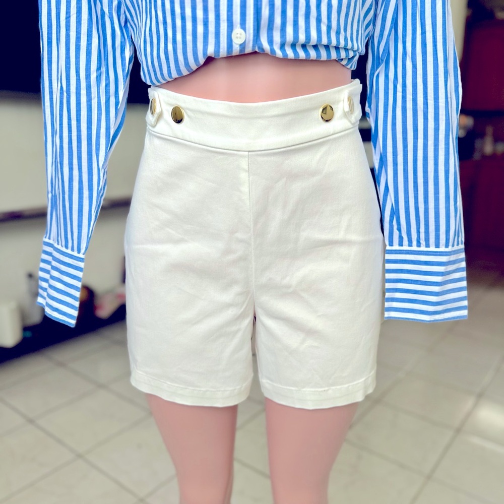 INC International Concepts Color Ivory High-Waist Shorts